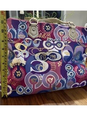 Coach Multicolor Graphic Print Tote - Purple & Pink Accents